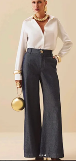 CALCA FEMININA ALFAIATARIA WIDE LEG COM BARRA LARGA 