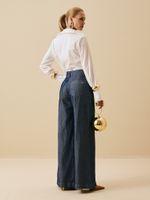 CALCA FEMININA ALFAIATARIA WIDE LEG COM BARRA LARGA 