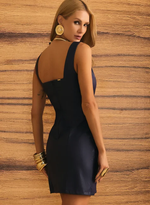 Vestido Feminino Curto Com Recorte - De Poliuretano 