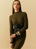 Vestido Feminino Hiper Midi Bicolor De Tricot 