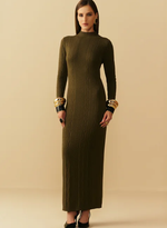 Vestido Feminino Hiper Midi Bicolor De Tricot 