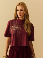 TSHIRT FEMININA BOXY COM HOTFIX GOLA ALTA 