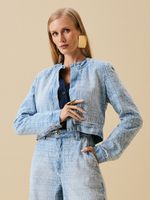 CASACO FEMININO CROPPED BOUCLE 