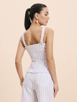 BLUSA FEMININA COM BOTAO RISCA DE GIZ BRANCO