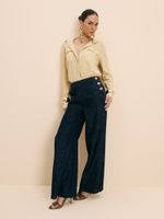 CALCA FEMININA ALFAIATARIA WIDE LEG COM BOTOES 