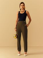 CALCA FEMININA CENOURA COM DETALHES DE VISCOSE 