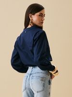 CAMISA FEMININA BATA DE TRICOLINE AZUL MIDNIGHT 