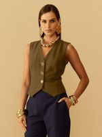 COLETE FEMININO COM DETALHES  DE VISCOSE 