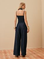 CONJUNTO FEMININO BLUSA ASSIMETRICA COM PREGAS E CALCA COM PREGAS