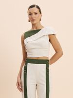 TOP FEMININO BICOLOR ASSIMETRICO 