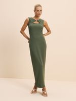 VESTIDO FEMININO HIPER MIDI COM PASSADOR DE METAL 