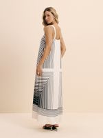 VESTIDO FEMININO HIPER MIDI ESTAMPADO  LISTRA GEOMETRICA 