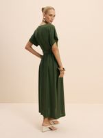 VESTIDO FEMININO SUPER MIDI COM PREGAS