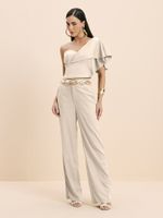 CALCA FEMININA RETA COM BOTAO DE METAL 