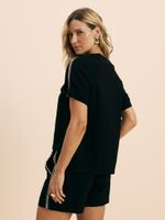 BLUSA FEMININA BOXY COM CORDAO SOBREPOSTO 