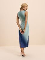 VESTIDO FEMININO ESTAMPADO SUBLI. FLORAL NUANCES LAZULI/VERDE MENTA 