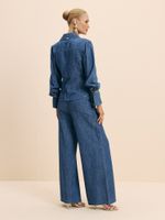 CALCA FEMININA ALFAIATARIA WIDE LEG COM PREGAS E CINTO 