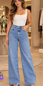 Calça Jeans Wide Leg Teyac