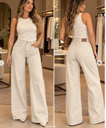 CALÇA SARJA WIDE LEG OFF TEYAC