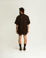 CAMISA LINHO OVERSIZED MANGA CURTA PRETA