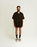 CAMISA LINHO OVERSIZED MANGA CURTA PRETA
