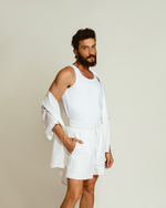 CAMISA LINHO OVERSIZED MANGA CURTA BRANCA