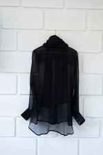 CAMISA DE SEDA GOLA LAÇO PRETA