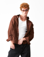 CAMISA CARGO MANGA LONGA TRICOLINE MARROM