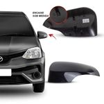CAPA RETROVISOR PRETA LISA C/ FURO PISCA ESQ ETIOS 2014 2015 2016 2017 2018 2019 2020 2021