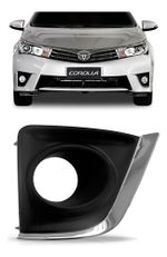 MOLDURA FAROL AUX GRADE P/CHOQUE PARACHOQUE TOYOTA COROLLA 14/17 GRADE P/CHOQ DIANT C/F MOLD CROM LD