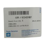 EMBLEMA SS PRATA RESINADO ORIGINAL GM 93343187 ASTRA CORSA MERIVA