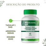 Tadalaf 15mg + Arginina 500mg + Ioimbin 15mg - 60 Cápsulas