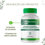 Vitamina D3 20.000Ui + Vitamina K2 (MK7) 120mcg - Vida Natural