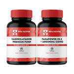 Vasodilatador Premium Pump - 60 Cps + TADAPOWER 20,2 + Arginina 510mg - 30 Cápsulas