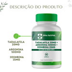 Tadalafila 20mg + Arginina 500mg+ Ioimbina 15mg - 60caps