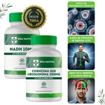 NADH 10mg - 60 Cápsulas Com Coenzima Q10 Ubiquinona 200mg - 60 Cápsulas 