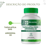 Tadalaf 5mg + Arginina 1g - 180 cápsulas