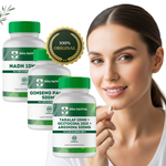 Kit Ginseng Panax 500mg - 60 Cápsulas com Tadalaf 10mg + Ocitocina 10ui + Arginina 500mg - 60 Cápsulas com NADH 10mg - 60 Cápsulas 