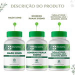 Kit Ginseng Panax 500mg - 60 Cápsulas com Tadalaf 10mg + Ocitocina 10ui + Arginina 500mg - 60 Cápsulas com NADH 10mg - 60 Cápsulas 