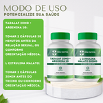 1 un Tadalaf 20mg + Arginina 1g - 180 cápsulas  + BRINDE 1 un L-Citrulina Di Malato 500mg - 120 Cápsulas  