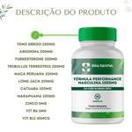 Fórmula Performance Masculina - Feno Grego 200mg, Arginina 200mg, Turkesterone 200mg, Tribullus Terrestris 200mg, Maca Peruana 200mg, Long Jack 200mg, Catuaba 100mg, Marapuama 100mg, Zinco 5mg, Vit B6 1mg, Vit B12 45mcg - 90 cápsulas