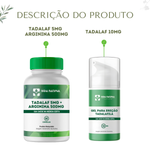 Kit 1 Tadalaf 5mg + Arginina 500mg - 60 Cápsulas com 1 Gel para Ereção Tadalaf 10mg - 50g