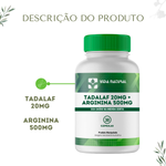 Tadalaf 20mg + Arginina 500mg - 30 Cápsulas 
