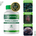 Ômega 3  (1.000mg)  Ácidos graxos 360 (EPA) e 240 (DHA )  - 60 Cápsulas 