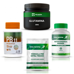 Kit Mitocondrial Runner - 60 cápsulas + Fórmula Pré Intra Treino - 30 sachês sabor laranja +  Glutamina 300g + Probiótico  PB11 - 120 cápsulas