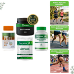 Kit Mitocondrial Runner - 60 cápsulas + Fórmula Pré Intra Treino - 30 sachês sabor laranja +  Glutamina 300g + Probiótico  PB11 - 120 cápsulas