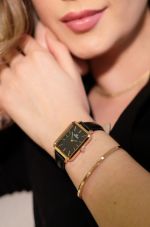 Relógio Feminino St. James Square Black com Pulseira de Couro Preto
