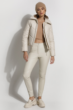 Calça de Couro Legítimo Stretch Beverly OffWhite