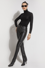 Calça de Couro Legítimo Stretch Jeanne Preto