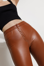 Calça de couro legítimo stretch Beverly